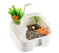 Escape Proof Turtle Terrarium - Aquarium with LED Light, Complete Habitat Kit for Small Fish, Tortoises, Hermit Crabs, Bearded Dragons, Snakes, Spiders, Indoor Reptile and Amphibian Home