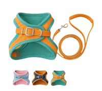Escape-proof Vest Style Cat Harness and Leash, Soft Breathable Cozy Mesh Vest Style Cat Harness and Leash, Adjustable, Easy Wear Outdoor Harness for Small Medium Cats (Green Orange,XXXL)