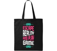 Escape Reality And Play Game Natural Ecological Cotton Tote Bag Black