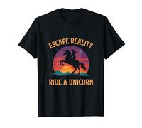 Escape Reality Ride A Unicorn Fantasy Sunset Design T-Shirt
