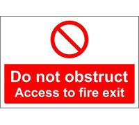 Escape route keep clear Do not obstruct access to fire exit safety sign - 3mm Aluminium sign 300mm x 200mm