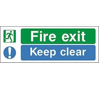 Escape route keep clear Fire exit keep clear safety sign - Self adhesive sticker 600mm x 200mm