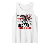 Escape The Feed Digital Detox Cyber Glitch Dystopian Art Tank Top