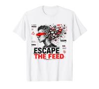Escape The Feed Digital Detox Cyber Glitch Dystopian Art Value Graphic T-Shirt