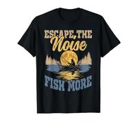 Escape The Noise Fish More Vintage Fishing Lake Outdoor Value Graphic T-Shirt