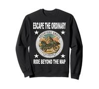ESCAPE THE ORDINARY RIDE BEYOND MAP Motorcycle Adventurer Sweatshirt