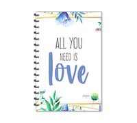 ESCAPER All You Need is Love Design Diary A5 Size, Smooth 160 Ruled Pages, Laminated Soft Cover, Spiral Notebook, Writing Notepad For Note-Taking, Students, Office, Personal, School