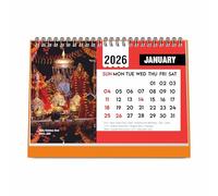ESCAPER Famous Hindu Temples 2026 Desk Calendar - Table Calendar with Vaishno Devi, Amarnath, Kedarnath, Mahakaleshwar, Kamakhya & Siddhi Vinayaka Photos, Spiritual Calendar for Home & Office