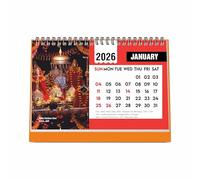 ESCAPER Famous Hindu Temples Calendar 2025 Desk, Hindu Mandir Calendar 2025, Vaishno Devi, Amarnath Ji, Kedarnath Dham, Mahakaleshwar, Kamakhya Devi, Siddhi Vinayaka Photo Calendar