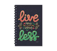 ESCAPER Live More Worry Less Designer Notebook | Ruled - A5 Size 5.5 x 8.5 inch Motivational Notebook | Motivation Slogan Notebook | Diary for Office | Diary for Gift