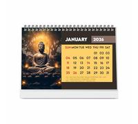 ESCAPER Lord Buddha 2026 Desk Calendar - A5 Buddha Table Calendar with Photos & Paintings, Mindfulness & Spiritual Gift, New Year Desk Calendar