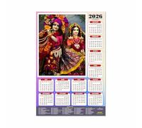 ESCAPER Shree Krishna Wall Calendar 2026 - 45 x 30 cm, Radha Krishna & Laddu Gopal Photos, Bal Krishna Religious Wall Decor, Ideal for Home, Office & Pooja Room