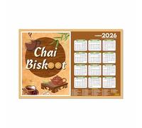 ESCAPER Tea Lovers Wall Calendar 2026 - 12x18 Inch, 300 GSM Laminated Paper, Self-Adhesive Single Page Calendar for Office, Home & Café Décor, Perfect Tea Gift & Wall Art