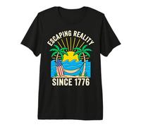 Escaping Reality Since 1776 Retro Camper Van Adventure Premium T-Shirt