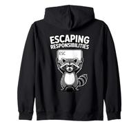 Escaping Responsibilities Raccoon Zip Hoodie