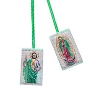 Escapularios Catolicos Virgen De Guadalupe San Judas Tadeo, Green Scapulars Catholic Religious Necklace Gift, Mexican Car Charms Mirror Hanging Accessories Decoration, 1 Pack