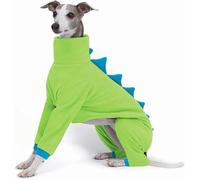 ESCCBOO Fleece Onesie for Italian Greyhounds & Whippets - Soft Dinosaur Costume with Turtleneck, Warm Jumpsuit for Dogs (Green, L)