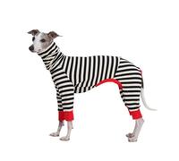 ESCCBOO Italian Greyhound Onesie Clothes, Turtleneck Striped Shirt for Whippets Puppy, Light and Thin Shirt for Spring and Summer (Large)