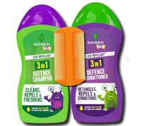 Escenti Kids 3-in-1 Head Lice Prevention Bundle - Natural Lice Defence Shampoo (300ml), Conditioner (300ml) & BVO Luxe Nit Comb for Daily Headlice Protection