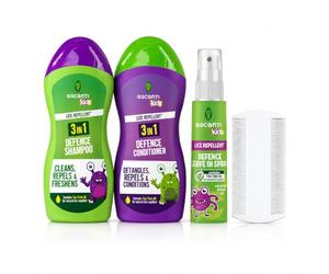 Escenti Kids Head Lice Prevention Bundle: Head Lice Shampoo, Conditioner, Leave-In Nit Repellent Spray for Kids with Nits Comb - Complete Lice Treatment Kit by GBH