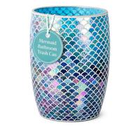 Escenzy Mermaid Bathroom Trash Can, Handmade Mosaic Glass 1.3 Gal / 5L | Decorative Waste Basket for Bathroom, Bedroom, Office | Luxury Mermaid Bathroom Decor | Coastal Home Decor Gift