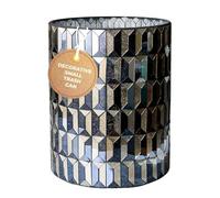 Escenzy Modern Bathroom Trash Can Mosaic Glass 6L | Decorative Small Garbage Can | 8" x 10" | Luxury Waste Basket for Restroom, Office, Bedroom & Kitchen | Shiny Black and Gold Bathroom Accessories