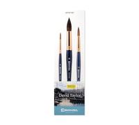ESCODA Set 3 Watercolor Brushes - N.8,12,18 Round Pointed Synthetic Hair Set David Taylor Prado Ultimo Series Professional Handmade in Barcelona.