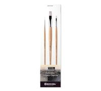 ESCODA Set Oil Acrylic Brushes - N.2 Round Pointed and N.8,16 Bright Hog Bristle Hair Set #2 Antonio López Clasico Series Professional Artists Handmade in Barcelona.