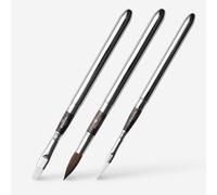 ESCODA Set 3 Watercolor Brushes - Black Travel Set N.16,1/4",12 Round Pointed Dagger Bright Synthetic Hair Versatil Perla Series Canvas Case Professional Handmade in Barcelona.