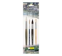 ESCODA | Watercolour | Natural Landscape Watercolour Set | 4 Brushes | Sizes 2, 14, 12, 10 | Synthetic Fiber, Synthetic-Natural Fiber, Natural Hair | Round Pointed, Round Mop, Filbert long length