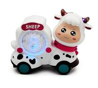 Escomdp Baby Toddler Electric Cattle Sheep Toy 2 Side Shapes Cute Cartoon Electronic Animal Vehicle Car Automaic Driving, Music, Luminous Lights Kids Birthday Gifts
