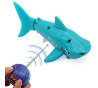 Escomdp Mini RC Shark Remote Control Fish Radio Controlled Submarine Boat Electric Realistic Animal Toy for Swimming Pool Water Tank Kids Birthday Gifts (Blue)