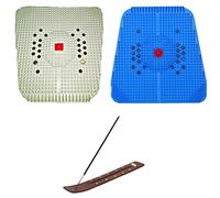ESCORB Acupressure Power Mat with Magnets n Pyramids for Pain Relief & Total Health Useful for Heel Knee Leg Pain Sciatica Cramps Migraine Depression (Off White + Blue)