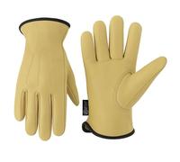 Escort Tools® Heavy Duty Leather Gardening Work Gloves, Thorn Proof, Touch Screen, Utility Safety Working Gloves Breathable, Tear Resistant, High Dexterity Mechanic Gloves Unisex (Beige, L)