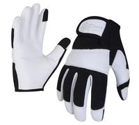 Escort Tools® Heavy Duty Leather Gardening Work Gloves, Thorn Proof, Touch Screen, Utility Safety Working Gloves Breathable, Tear Resistant, High Dexterity Mechanic Gloves Unisex (Black, L)