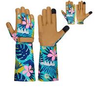 Escort Tools Ladies Leather Gardening Work Gloves Thorn Proof, Touch Screen, Multipurpose, Breathable High Dexterity Mechanic Heavy Duty Safety working Gloves For Women and Men (Green Long, XL)