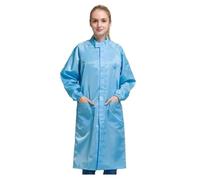 ESD Anti-static Gown w/Zipper Unisex Anti Static Coat EPA Jacket Uniform for Static Control & All ESD Clean Room Areas, Blue, XL