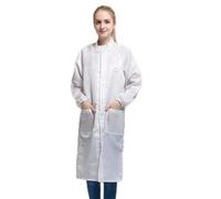 ESD Anti-static Gown w/Zipper Unisex Anti Static Coat EPA Jacket Uniform for Static Control & All ESD Clean Room Areas, White, Medium