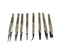 ESD Tweezers with Carbon Fiber Replaceable Tips Designed for Precision Electronics, Acidic Applications, and Soldering Tasks (ESD-00)