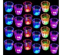 Light Up Shot Glasses Set of 24 Shot Cups for Party Favors Adults Party Cups Led Shot Glasses Glow in the Dark Party Supplies Party Decorations for Birthday, Night Club, Christmas, Thanksgiving Day