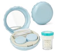 Esdallina 1 Pcs Blue Macaron Contact Lens Travel Case with Cleaner Portable Contact Box with Mirror Tweezers Solution Bottle