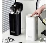 Esdallina Automatic Lifting Makeup Brush Holder with Lid Dustproof Cosmetic Organizers for Vanity-Black