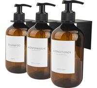 Esdallina Pack of 3 500 ml Bathroom Soap Dispenser with Wall Mount Plastic Dispenser for Filling with 22 Labels