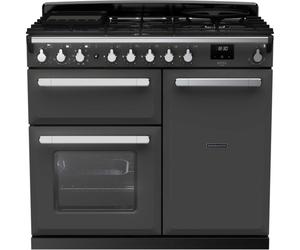 ESDL100DFPSLTCM1 Estel Deluxe 100 Dual Fuel Range Cooker - Slate with Chrome Trim