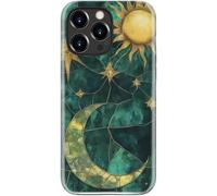 Esdot for iPhone 14 Pro Case Cute - Wireless Charging Compatible - Dual-Layer Soft Silicone + Hard Shell - Wildflower Design - Protective Phone Cover for Women Girls - Golden Celestial Bodies