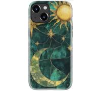 Esdot for iPhone 15 Case Cute - Wireless Charging Compatible - Dual-Layer Soft Silicone + Hard Shell - Wildflower Design - Protective Phone Cover for Women Girls - Golden Celestial Bodies