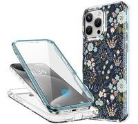 Esdot for iPhone 16 Pro Max Case with Built-in Screen Protector - Durable Hard PC Front Frame + Soft TPU Back Cover, Trendy Cute Designs for Women,Protective Phone Case 6.9" - Littler Flowers