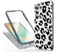 Esdot for Samsung Galaxy S24 FE Case with Built-in Screen Protector - Durable Hard PC Front Frame + Soft TPU Back Cover, Trendy Cute Designs for Women,Protective Phone Case - Cheetah Painting