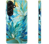 Esdot for Samsung Galaxy S26 Case,Aesthetic Vintage Blue Leaves Wildflower Girly Shell,Compatible with Magsafe,Trendy Unique Retro Western Protective Slim Silicone Phone Cover for Women Girls