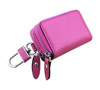 Esdrem Unisex Genuine Leather Key Case Holder Double Zipper Car Keychain Wallet Coin Purse Hot Pink